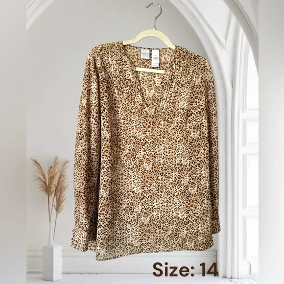 GORGEOUS EMMA JAMES LIGHTWEIGHT ANIMAL PRINT BLOUSE SIZE: 14 #K - Picture 1 of 6